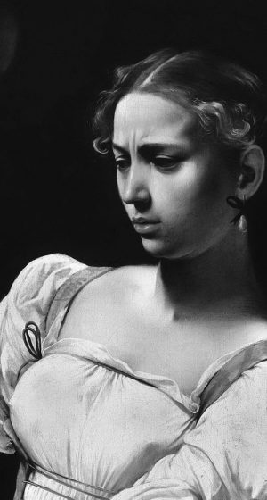 Caravaggio, Judith Beheading Holofernes, detail